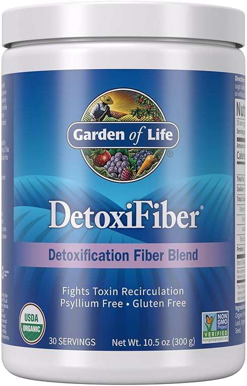 Garden of Life Organic Unflavored Fiber Powder Detox Blend with Chia, Alfalfa & Barley for Herbal Cleanse, Gut Health Support - Detoxifiber - Non-GMO, Gluten-Free, Psyllium Free, Vegan, 30 servings - Image 1