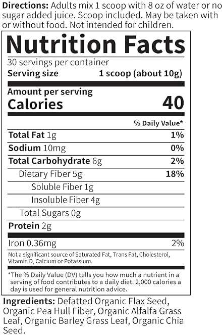 Garden of Life Organic Unflavored Fiber Powder Detox Blend with Chia, Alfalfa & Barley for Herbal Cleanse, Gut Health Support - Detoxifiber - Non-GMO, Gluten-Free, Psyllium Free, Vegan, 30 servings - Image 5
