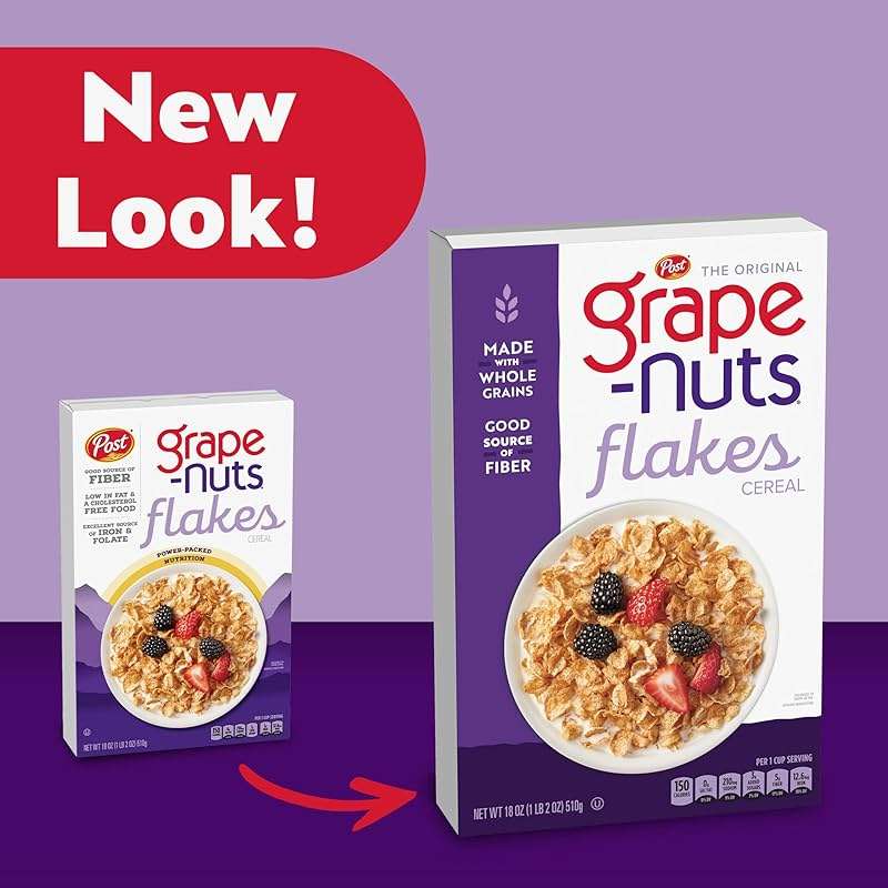 Grape Nuts Flakes Breakfast Cereal, Crispy Whole Wheat and Barley Cereal, Great for Yogurts, Parfaits, and Homemade Snacks, 18 OZ Box - Image 4