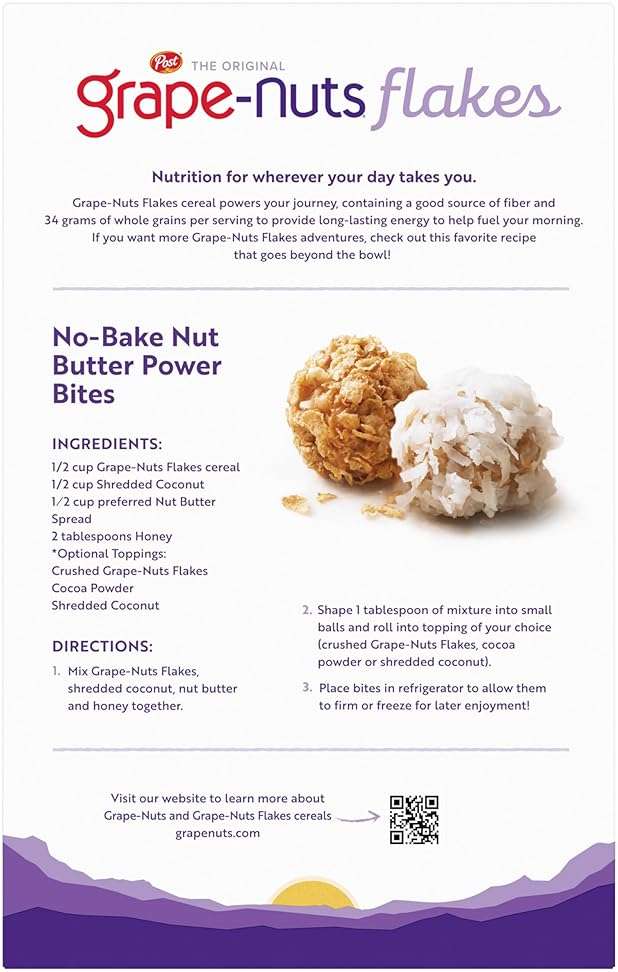 Grape Nuts Flakes Breakfast Cereal, Crispy Whole Wheat and Barley Cereal, Great for Yogurts, Parfaits, and Homemade Snacks, 18 OZ Box - Image 6