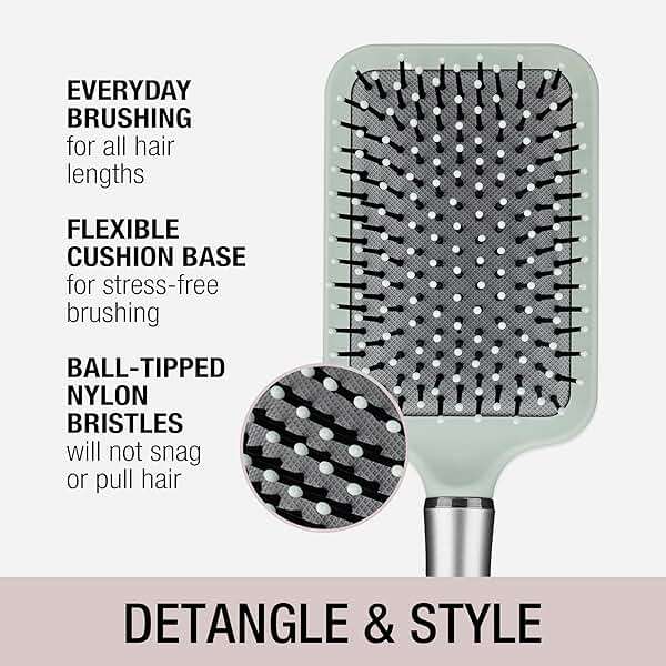 Conair Totally Smooth Ultra Paddle Brush, Wide Detangling Hair Brush with Ball-Tipped Bristles and Flexible Cushion Base, Ideal for Thick Hair, Color May Vary - Image 2