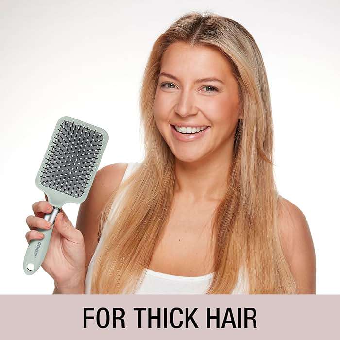 Conair Totally Smooth Ultra Paddle Brush, Wide Detangling Hair Brush with Ball-Tipped Bristles and Flexible Cushion Base, Ideal for Thick Hair, Color May Vary - Image 4