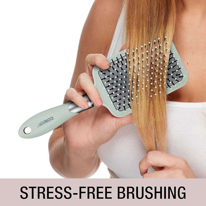 Conair Totally Smooth Ultra Paddle Brush, Wide Detangling Hair Brush with Ball-Tipped Bristles and Flexible Cushion Base, Ideal for Thick Hair, Color May Vary - Image 5