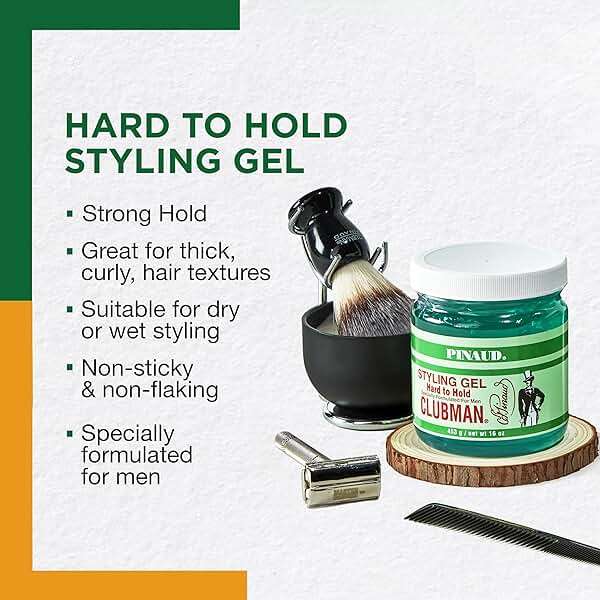 Clubman Pinaud Hair Styling Gel - Hard to Hold & High Shine Hair Gel for Men, Alcohol-Free Formula, Men's Grooming, 16 oz - Image 3
