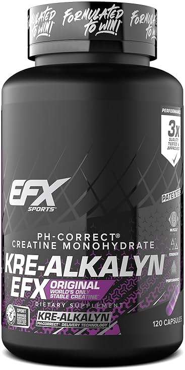 EFX Sports Kre-Alkalyn EFX | pH Correct Creatine Monohydrate Pill Supplement | Strength, Muscle Growth & Performance | 60 Servings, 120 Capsules - Image 1