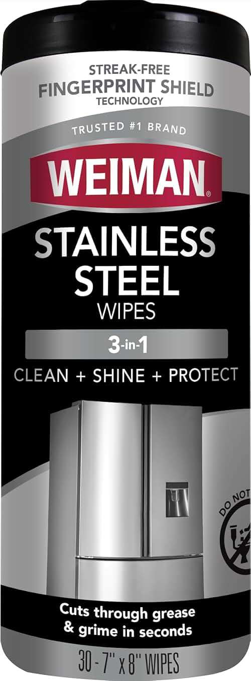 Weiman Stainless Steel Cleaner, 30 Count Wipes, Anti-Fingerprint, Removes Grease, Water Spots, Streaks & Residue, Polishing Cleaner Safe for Appliances, Chrome, Sinks & Grill Exteriors - Image 1