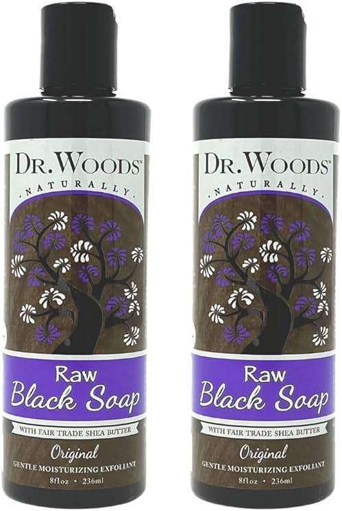 Dr. Woods Raw Liquid Black Soap with Organic Shea Butter, Body Wash for Men and Women, Gentle Exfoliant, Natural Cleanser for Face, Hands, and Body - 16 Fl Oz - Image 1