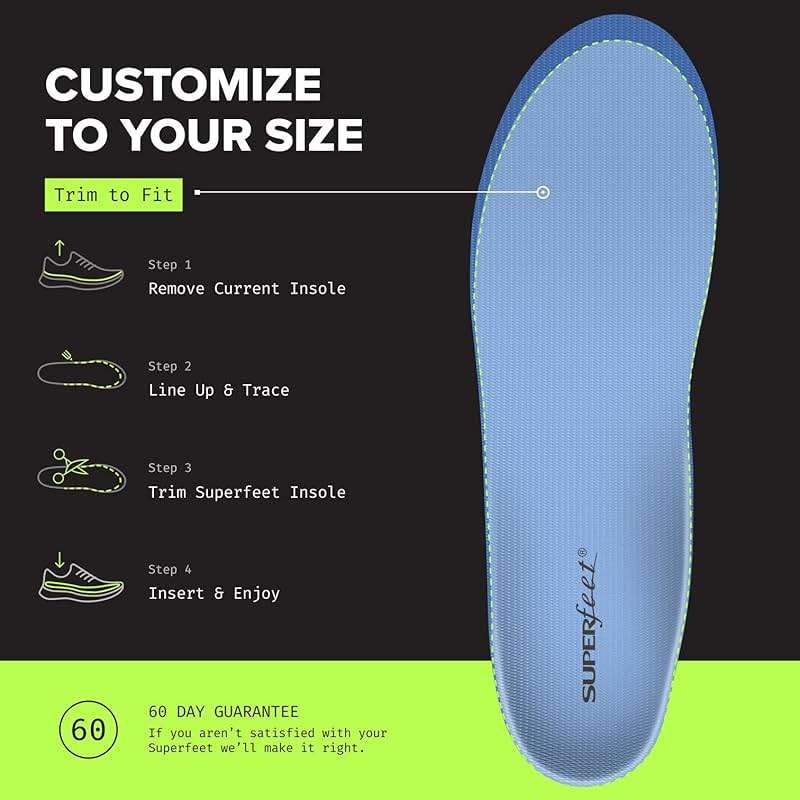 Superfeet All-Purpose Support Medium Arch Insoles (Blue) - Trim-To-Fit Orthotic Shoe Inserts - Professional Grade - Image 7
