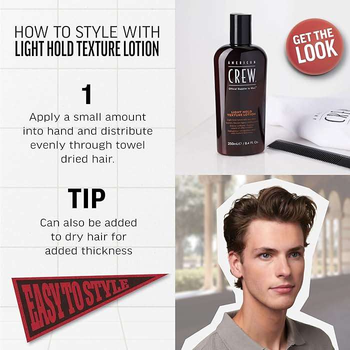 American Crew Men's Hair Texture Lotion, Lightweight, Light Hold for Fine & Thin Hair, Natural Finish & Low Shine, 8.4 fl oz - Image 3