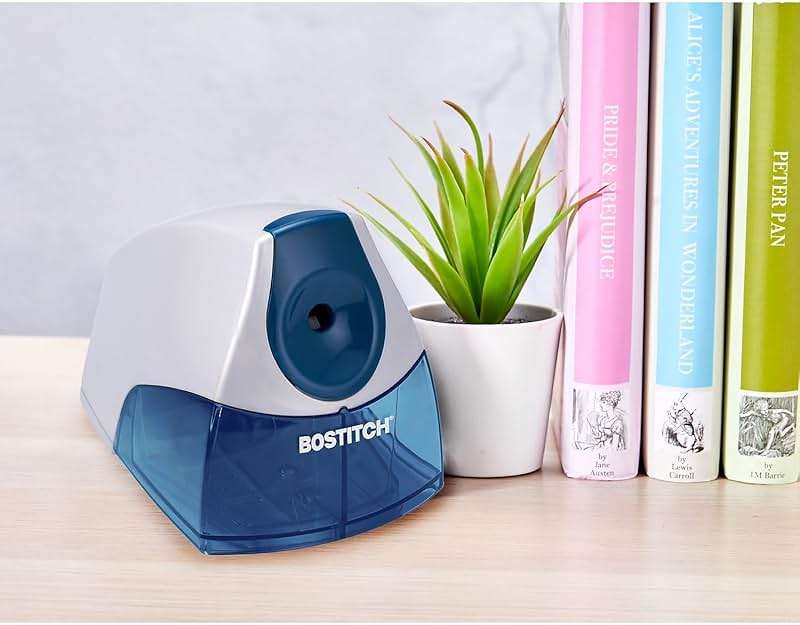 Bostitch Office Electric Pencil Sharpener for Classroom & Desk Use, Heavy-Duty Stall-Free Motor, High-Capacity Shavings Tray, Blue - Image 5