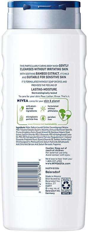 NIVEA MEN Sensitive Body Wash with Bamboo Extract, Moisturizing Body Wash for Sensitive Skin, Soap Free Shower Gel for Men with No Drying Alcohol, 16.9 Fl Oz Bottle, Pack of 3 - Image 11