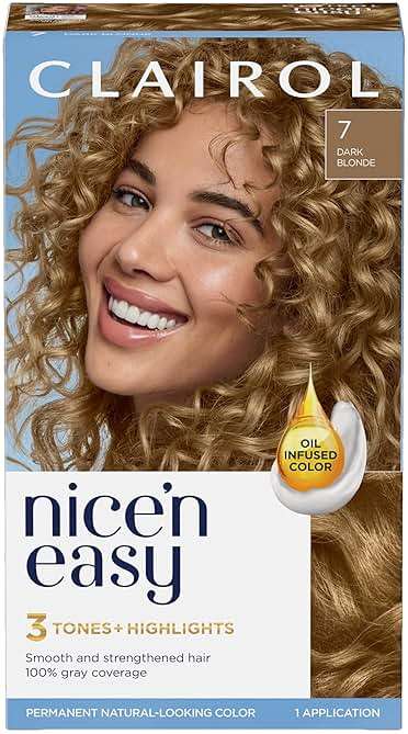 Clairol Nice'n Easy Permanent Hair Dye, 7 Dark Blonde | 100% Gray Coverage | Long‑Lasting, Natural‑Looking Color & Shine | Pack of 1 - Image 1