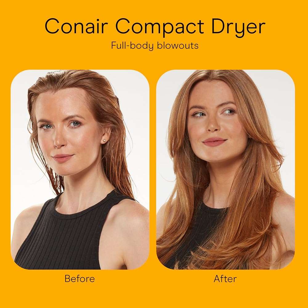 Conair 1875 Watt Travel Hair Dryer | Dual Voltage Folding Handle Travel Hair Dryer For All Hair Types, Gray, 124TLN - Image 2