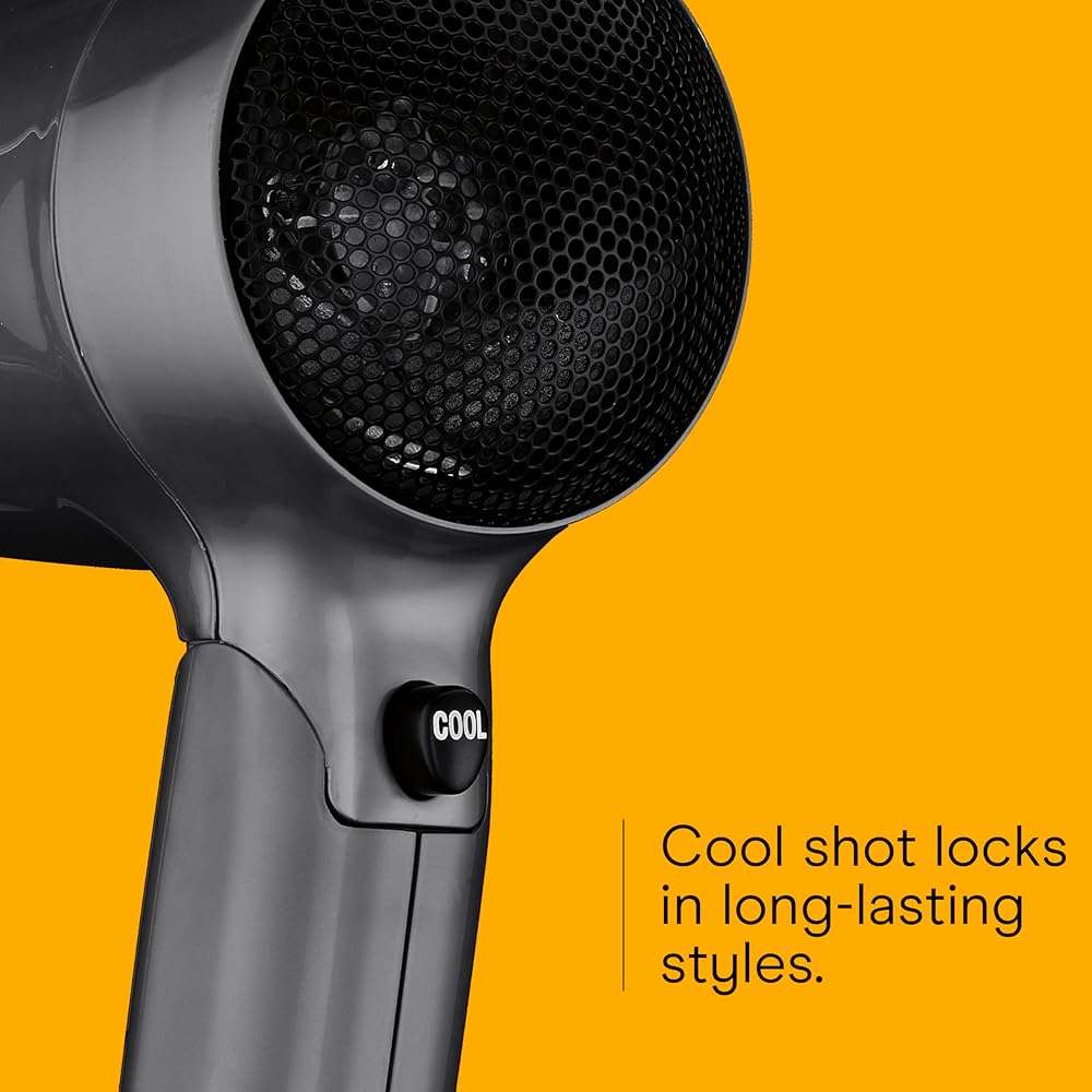 Conair 1875 Watt Travel Hair Dryer | Dual Voltage Folding Handle Travel Hair Dryer For All Hair Types, Gray, 124TLN - Image 10