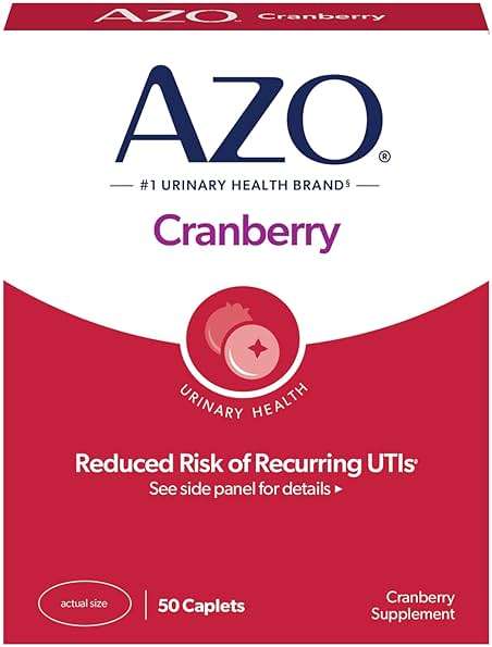 AZO Cranberry Pills for Urinary Tract Health for Women and Men, Adult Cranberry Supplement, Sugar-free, Non-GMO, 50 Caplets - Image 1