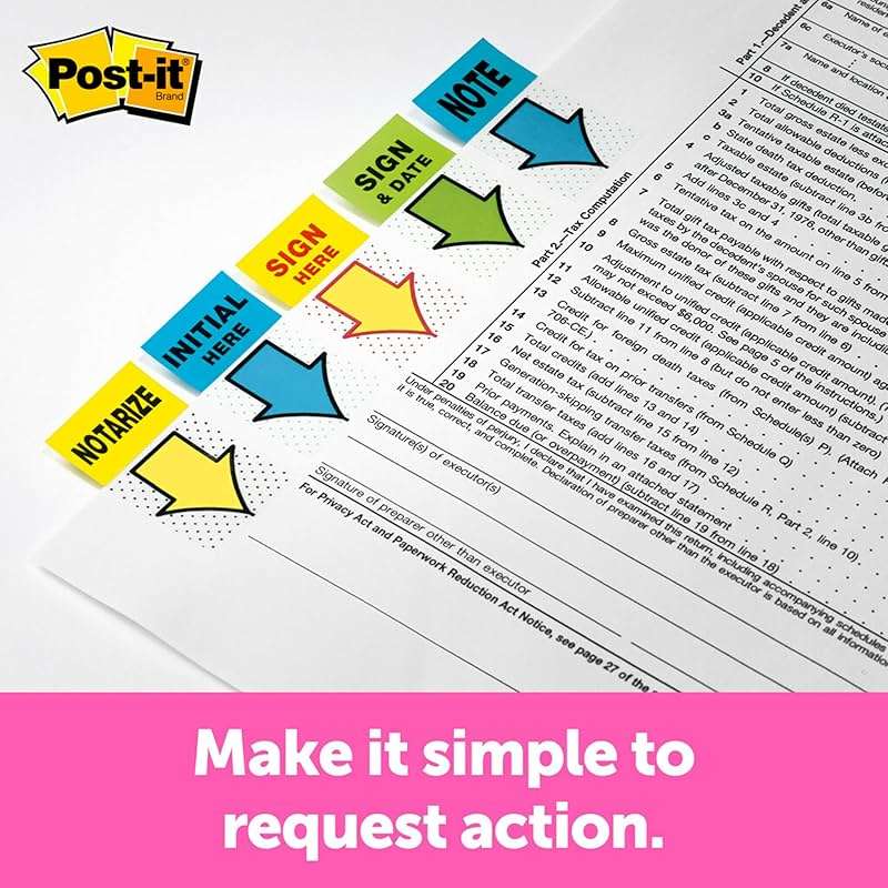 Post-it Message Flags, Sign and Date 1 in. x 1.7 in., One Dispenser with 200 -Count Green Sticky Tabs Per Dispenser (200 Flags Total) - Image 3