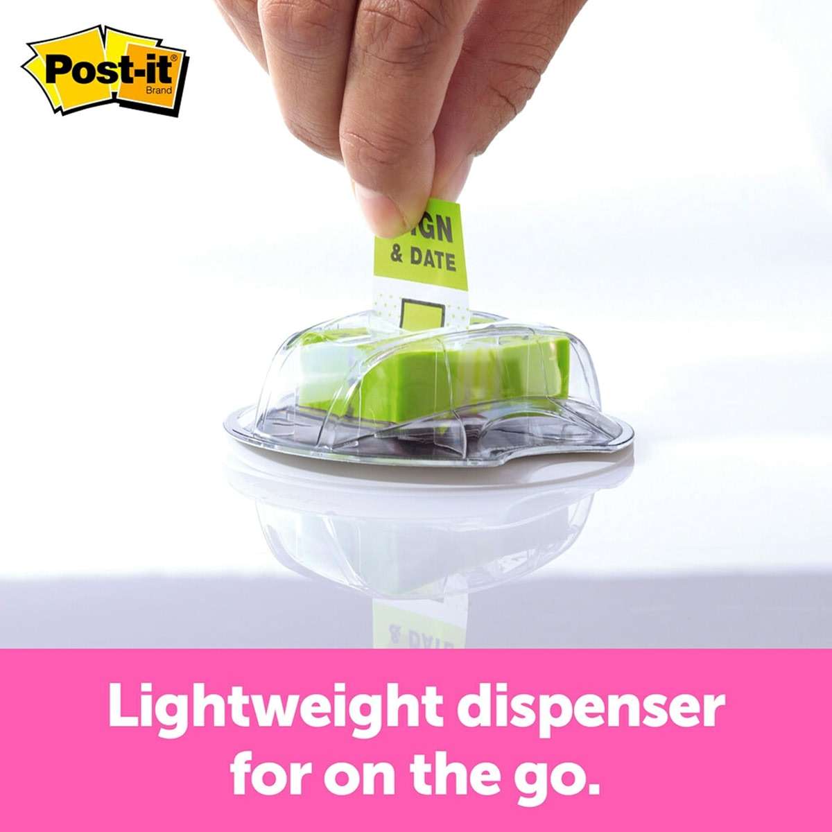 Post-it Message Flags, Sign and Date 1 in. x 1.7 in., One Dispenser with 200 -Count Green Sticky Tabs Per Dispenser (200 Flags Total) - Image 4