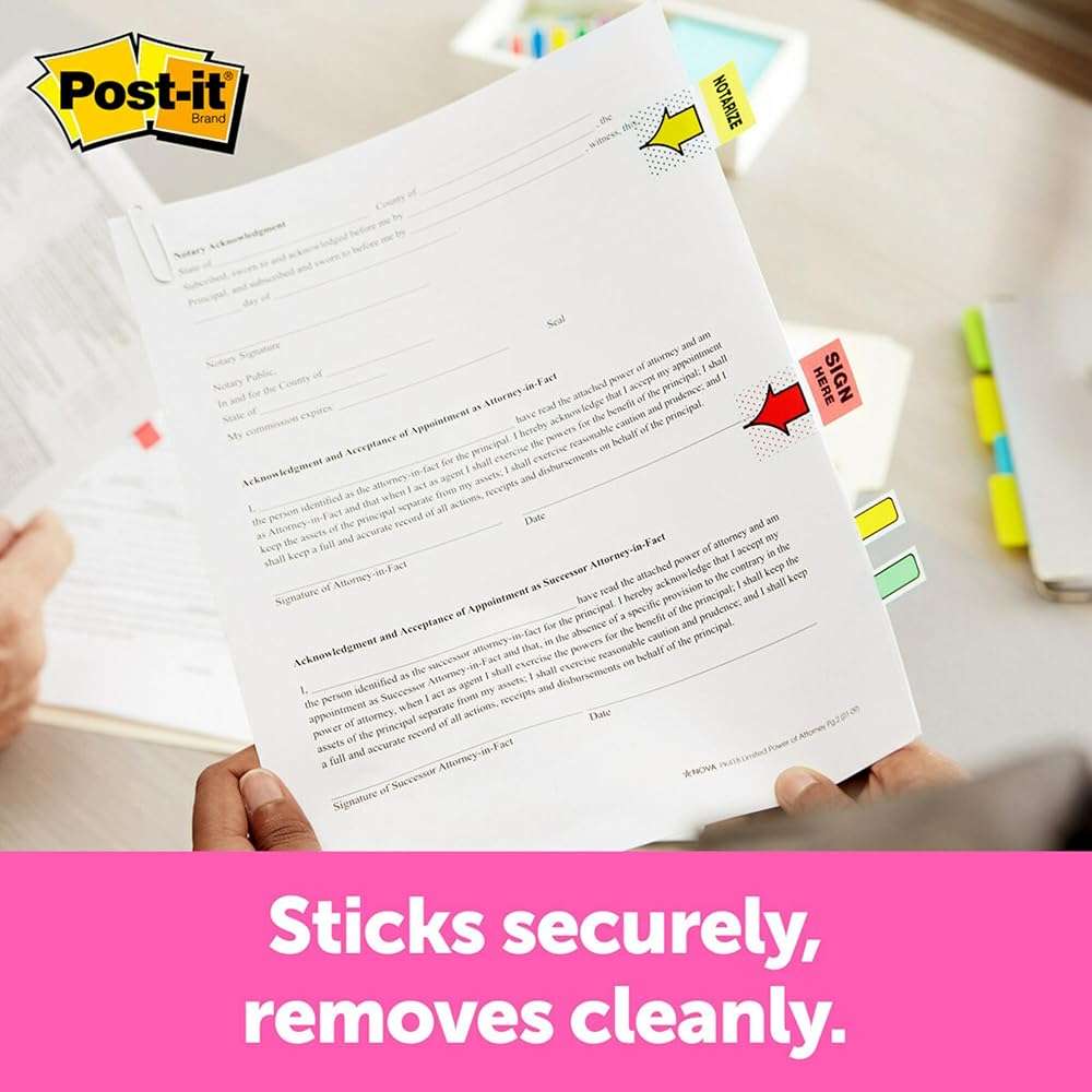 Post-it Message Flags, Sign and Date 1 in. x 1.7 in., One Dispenser with 200 -Count Green Sticky Tabs Per Dispenser (200 Flags Total) - Image 5