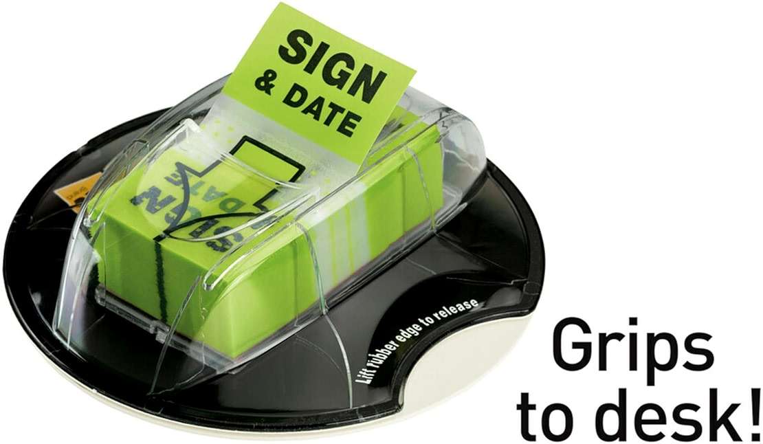 Post-it Message Flags, Sign and Date 1 in. x 1.7 in., One Dispenser with 200 -Count Green Sticky Tabs Per Dispenser (200 Flags Total) - Image 6