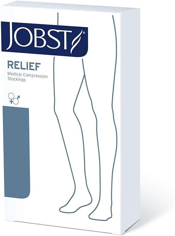 JOBST Relief Knee High Graduated Compression Socks, 15-20 mmHg - Comfortable Unisex Design - Closed Toe, Black, X-Large Full Calf - Image 4