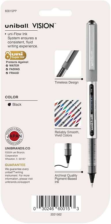 uni-ball Vision Stick Roller Ball Pens, Fine Point, Black Ink, Pack of 4 - Image 7
