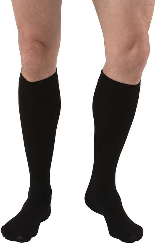 JOBST Relief Knee High Graduated Compression Socks, 30-40 mmHg - Comfortable Unisex Design - Closed Toe, Black, Large - Image 1