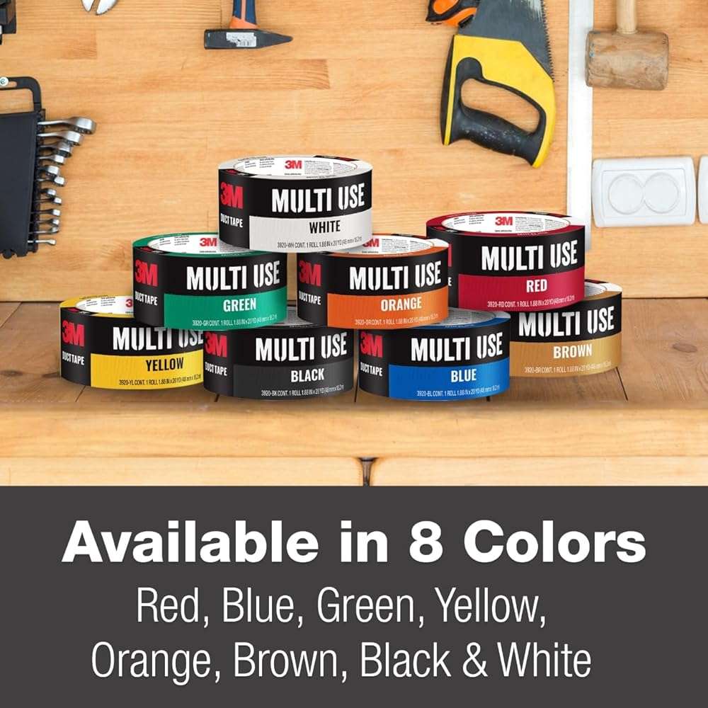 3M Black Duct Tape, Multi-Use Colored Duct Tape with Strong Adhesive and Water-Resistant Backing, Multi-Surface Great for Indoor and Outdoor Use, 1.88 Inches x 20 Yards, 1 Roll - Image 7