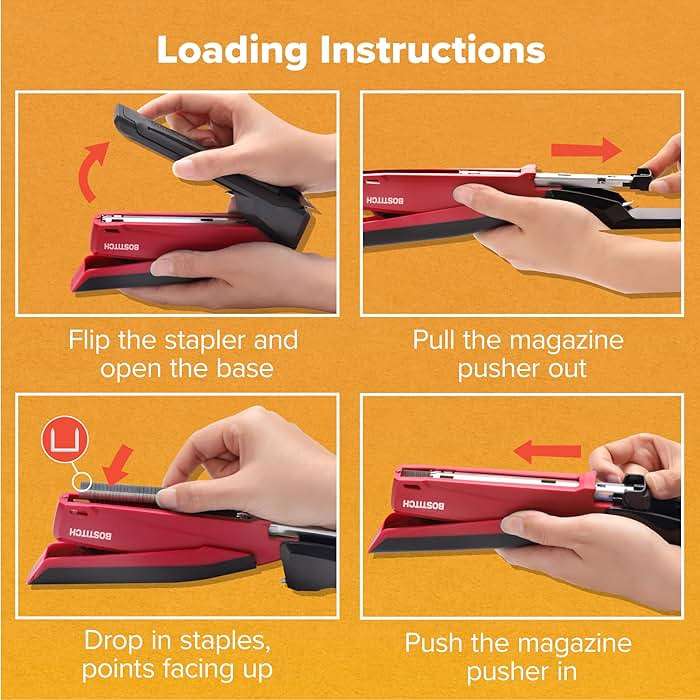 Bostitch Office Executive 3 in 1 Stapler, Includes 210 Staples and Integrated Staple Remover, One Finger Stapling, No Effort, 20 Sheet Capacity, Spring Powered Stapler, Red - Image 8