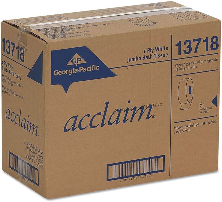 Georgia-Pacific Pacific Blue Basic 1-Ply Jumbo Jr. 9'' Toilet Paper by GP PRO (GEORGIA-PACIFIC), 13718, 2,000 Linear Feet Per Roll, 8 Rolls Per Case - Image 2