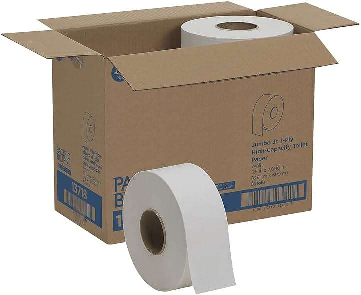 Georgia-Pacific Pacific Blue Basic 1-Ply Jumbo Jr. 9'' Toilet Paper by GP PRO (GEORGIA-PACIFIC), 13718, 2,000 Linear Feet Per Roll, 8 Rolls Per Case - Image 3