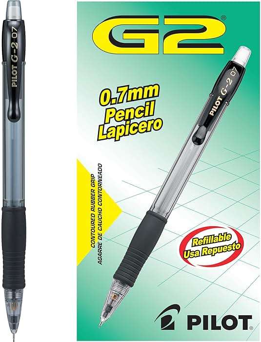 Pilot G2 0.7 Mechanical Pencils with Erasers, 0.7mm HB Lead, Black Accents, Mechanical Pencils Bulk Pack of 12 - Image 1
