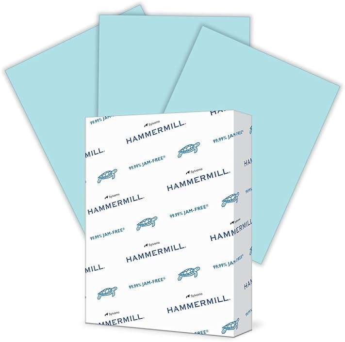 Hammermill Colored Paper, 20 lb Blue Printer Paper, 8.5 x 11 - Made in the USA, Pastel Paper, 103309R - 1 Ream (500 Sheets) - Image 1