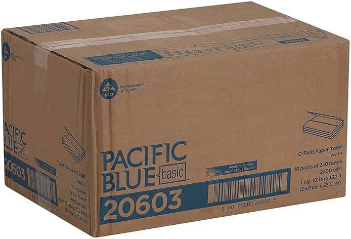 Pacific Blue Basic by Georgia-Pacific PRO C-Fold Paper Towels, White, 10.1” x 12.7” (LxW), 240 Towels Per Pack, 10 Packs Per Case, 20603 - Image 2