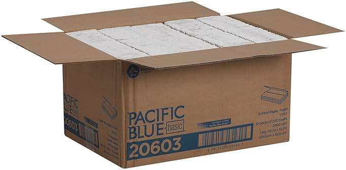 Pacific Blue Basic by Georgia-Pacific PRO C-Fold Paper Towels, White, 10.1” x 12.7” (LxW), 240 Towels Per Pack, 10 Packs Per Case, 20603 - Image 3