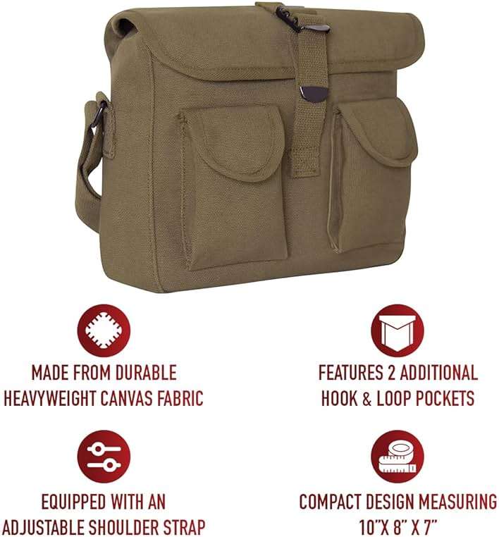 Rothco Canvas Shoulder Bag – Rugged Vintage Crossbody Storage Utility EDC Bag - Image 6