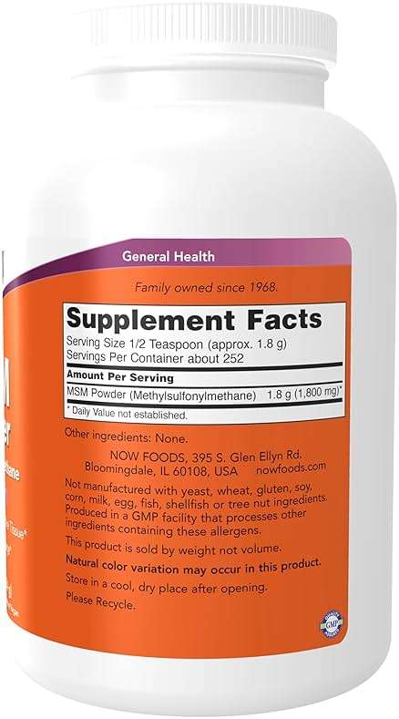 NOW Foods Supplements, MSM (Methylsulfonylmethane) Powder, Supports Healthy Cartilage*, Joint Health*, 1-Pound - Image 2