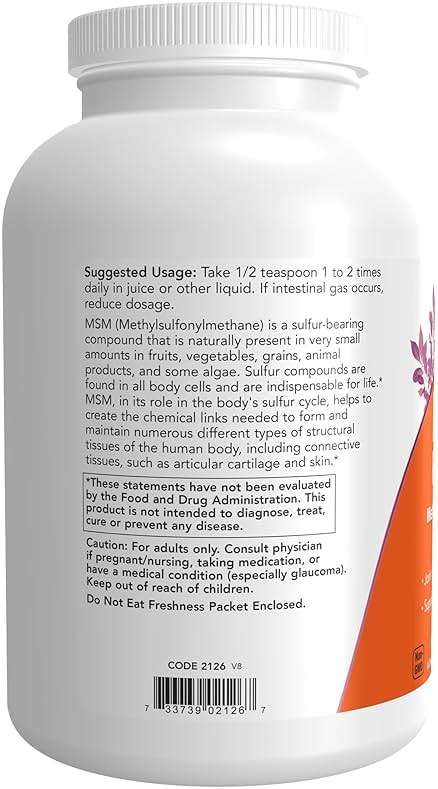 NOW Foods Supplements, MSM (Methylsulfonylmethane) Powder, Supports Healthy Cartilage*, Joint Health*, 1-Pound - Image 3