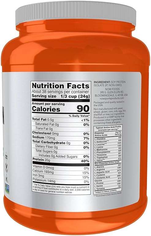 NOW Foods Sports Nutrition, Soy Protein Isolate 20 g, 0 Carbs, Unflavored Powder, 2-Pound - Image 2