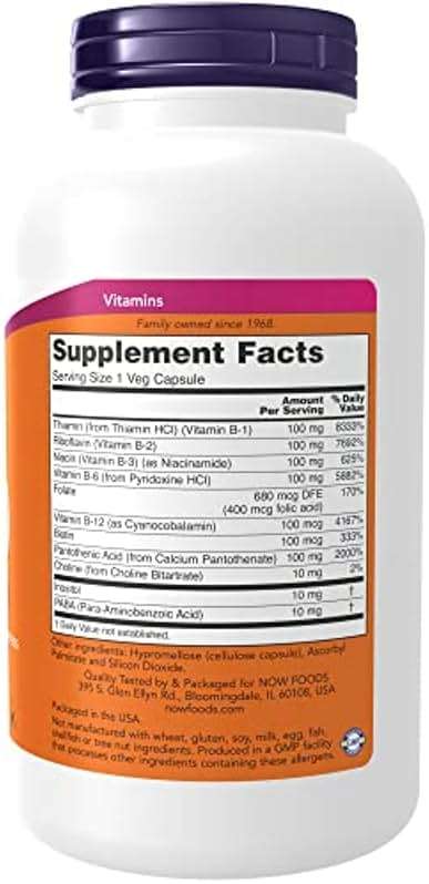 NOW Supplements, Vitamin B-100, Energy Production*, Nervous System Health*, 250 Veg Capsules - Image 2