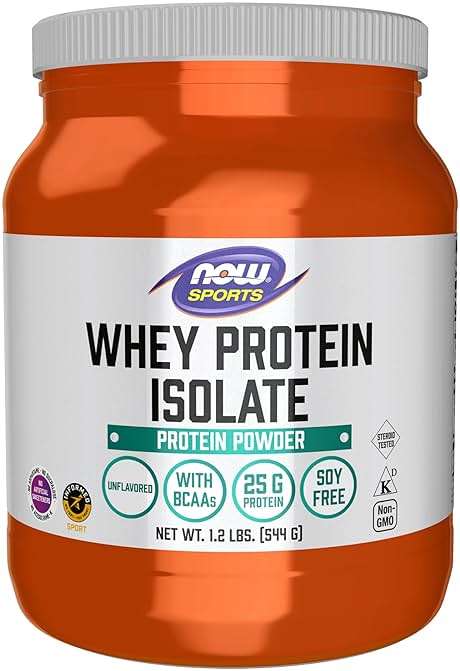 NOW Foods Sports Nutrition, Whey Protein Isolate, 25 g With BCAAs, Unflavored Powder, 1.2-Pound - Image 1