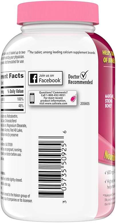 Caltrate 600 Plus D3 Calcium and Vitamin D Supplement Tablets, Bone Health Supplements for Adults - 200 Count - Image 11