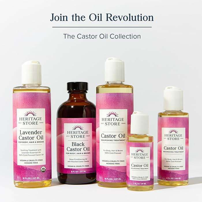HERITAGE STORE Organic Castor Oil - Glass Bottle - Nourishing Treatment for Hair and Skin - Eyelash Serum for Eyelashes, Brows, Castor Oil Packs - Cold Pressed, Hexane Free, Vegan 16oz - Image 6