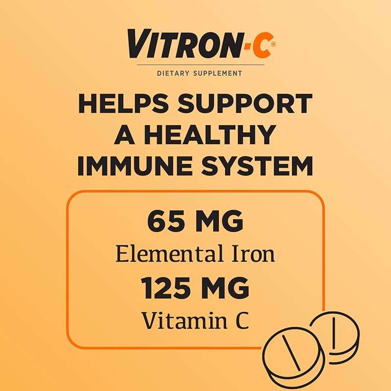 Vitron-C High Potency Iron Supplement with 125 mg Vitamin C, 60 Count - Image 4