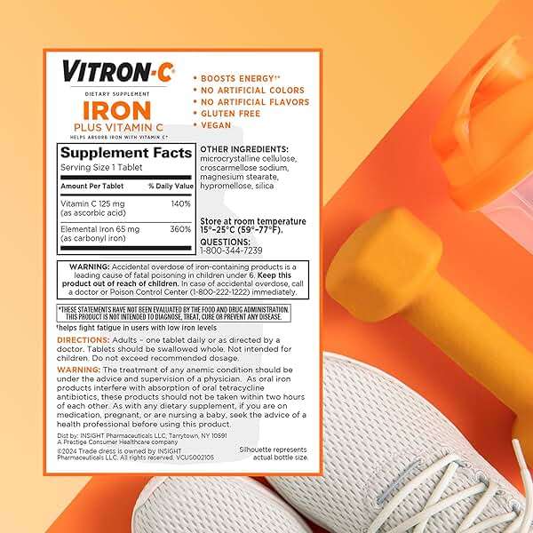 Vitron-C High Potency Iron Supplement with 125 mg Vitamin C, 60 Count - Image 8