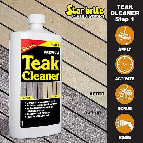 STAR BRITE Teak Kit - Restore Decks, Patio, Outdoor Furniture, Boats & Fine Wood - Marine Grade Teak Cleaner & Brightener Set with Premium Golden Teak Oil Finish - Renew, Refinish & Protect (081202) - Image 4