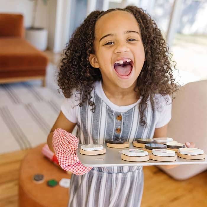 Melissa & Doug Slice & Bake Cookie Set with Wooden Play Food, Colorful Toppings & Play Kitchen Accessories, Preschool Learning Toys for Girls & Boys 3+ - Image 2