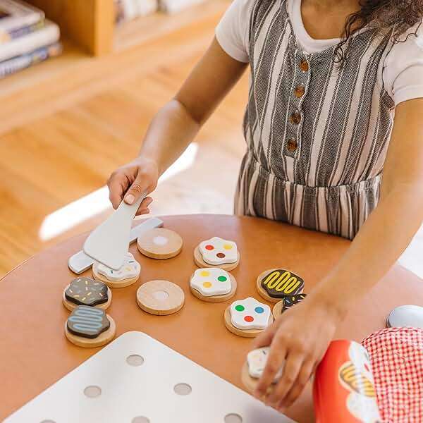 Melissa & Doug Slice & Bake Cookie Set with Wooden Play Food, Colorful Toppings & Play Kitchen Accessories, Preschool Learning Toys for Girls & Boys 3+ - Image 6