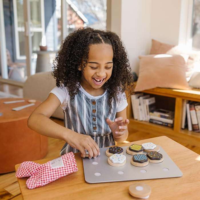 Melissa & Doug Slice & Bake Cookie Set with Wooden Play Food, Colorful Toppings & Play Kitchen Accessories, Preschool Learning Toys for Girls & Boys 3+ - Image 7
