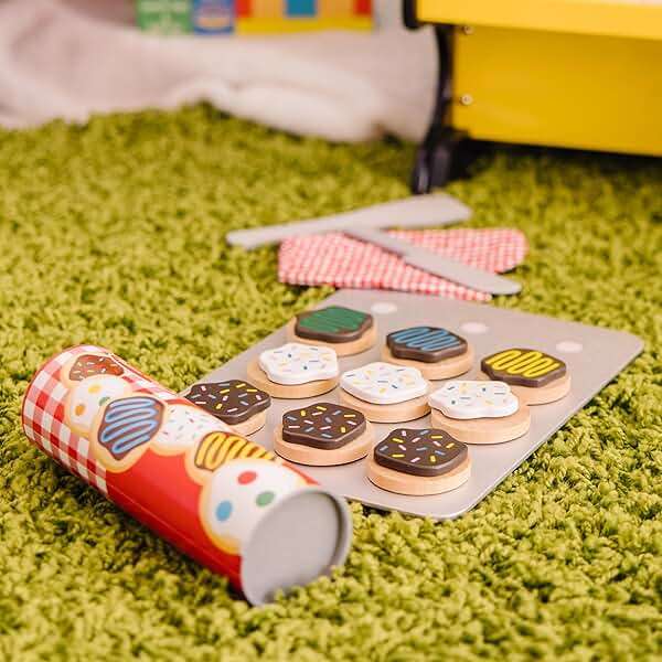 Melissa & Doug Slice & Bake Cookie Set with Wooden Play Food, Colorful Toppings & Play Kitchen Accessories, Preschool Learning Toys for Girls & Boys 3+ - Image 9