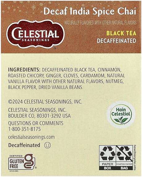 Celestial Seasonings 664599 Celestial Seasonings Decaffeinated Black Tea India Spice Chai - 20 Tea Bags - Image 2